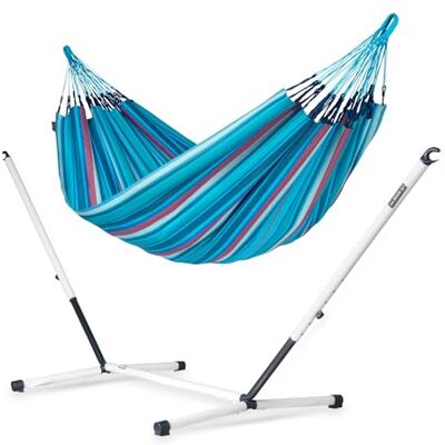Siesta ® Brisa Kingsize + Stahl-Gestell Hängematte, handgefertigt in Kolumbien, mit 180 cm Breite für entspannte Momente drinnen und draußen. (Brisa Wave) Siesta ® Brisa Kingsize + Stahl-Gestell Hängematte, handgefertigt in Kolumbien, mit 180 cm Breite für entspannte Momente drinnen und draußen. (Brisa Wave)