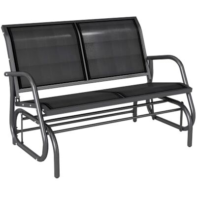 Outsunny Schaukelstuhl 2-Sitzer Gartenbank 120 x 70 x 85 cm Schwarz Mit Schaukelmechanismus, Gartenschaukel Sitzbank aus Metall, Bis 200 kg Belastbar, Für Garten, Terrasse Outsunny Schaukelstuhl 2-Sitzer Gartenbank 120 x 70 x 85 cm Schwarz Mit Schaukelmechanismus, Gartenschaukel Sitzbank aus Metall, Bis 200 kg Belastbar, Für Garten, Terrasse