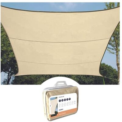 Perel Rechteckiges Sonnensegel 4 × 3 m für Garten und Terrasse, wasserabweisendes atmungsaktives Polyester 160 g/m², 90% UV-Schutz, Edelstahl-O-Ringe, Creme Perel Rechteckiges Sonnensegel 4 × 3 m für Garten und Terrasse, wasserabweisendes atmungsaktives Polyester 160 g/m², 90% UV-Schutz, Edelstahl-O-Ringe, Creme