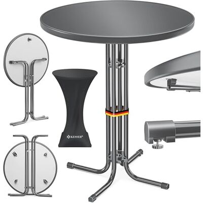KESSER ® Stehtisch klappbar 2er Set Ø60cm rund, Gastro Bistrotisch Hochtisch Cocktail Stehtisch + Husse, Klapptisch Partytisch für Garten/Balkon/Events/Gastronomie, wetterfest, In- & Outdoor, Anthrazit KESSER ® Stehtisch klappbar 2er Set Ø60cm rund, Gastro Bistrotisch Hochtisch Cocktail Stehtisch + Husse, Klapptisch Partytisch für Garten/Balkon/Events/Gastronomie, wetterfest, In- & Outdoor, Anthrazit