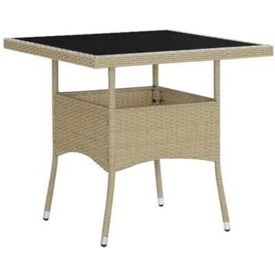 vidaXL Garten Esstisch Gartentisch Terrassentisch Gartenmöbel Balkontisch Tisch Terrasse Outdoor Beige Poly Rattan Glas 80x80x75cm vidaXL Garten Esstisch Gartentisch Terrassentisch Gartenmöbel Balkontisch Tisch Terrasse Outdoor Beige Poly Rattan Glas 80x80x75cm