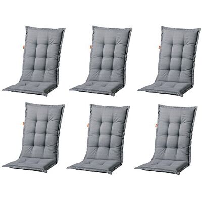 Madison Luxus 6er Set Hochlehner Auflage, Uni Grau, A046 120 x 50 x 8 cm, A 046, Baumwollmischgewebe, Schaum-/Vliesfüllung Madison Luxus 6er Set Hochlehner Auflage, Uni Grau, A046 120 x 50 x 8 cm, A 046, Baumwollmischgewebe, Schaum-/Vliesfüllung