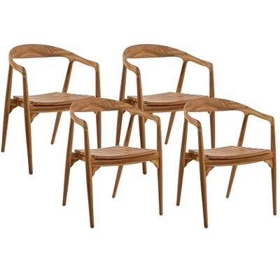 SAM 4er Set Gartenstuhl Sally 58x50x78 cm, Teakholz massiv, Gartensessel Stapelbarer Outdoor-Holzstuhl mit Armlehnen für Garten, Balkon & Terrasse SAM 4er Set Gartenstuhl Sally 58x50x78 cm, Teakholz massiv, Gartensessel Stapelbarer Outdoor-Holzstuhl mit Armlehnen für Garten, Balkon & Terrasse