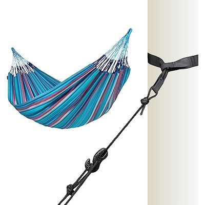 Siesta ® Brisa Klassische Doppel + Baum- & Pfosten-Befestigung Hängematte, handgefertigt in Kolumbien, mit 160 cm Breite für entspannte Momente drinnen und draußen. (Brisa Wave) Siesta ® Brisa Klassische Doppel + Baum- & Pfosten-Befestigung Hängematte, handgefertigt in Kolumbien, mit 160 cm Breite für entspannte Momente drinnen und draußen. (Brisa Wave)