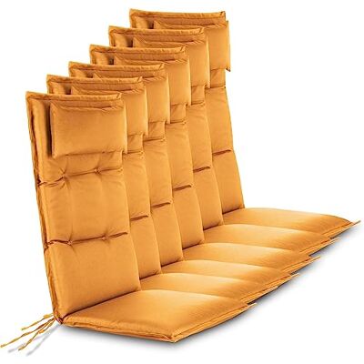 normani 6er-Set Premium Stuhlauflagen Sitzpolster Hochlehner mit Kissen 120x50 cm aus pflegeleichtem Outdoor Material Gartenstuhlauflagen für Draußen und Drinnen Orange 120 x 50 x 5 cm normani 6er-Set Premium Stuhlauflagen Sitzpolster Hochlehner mit Kissen 120x50 cm aus pflegeleichtem Outdoor Material Gartenstuhlauflagen für Draußen und Drinnen Orange 120 x 50 x 5 cm