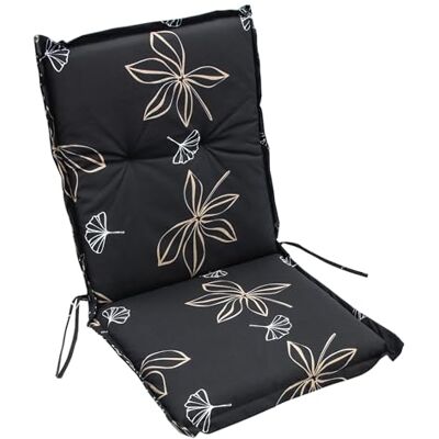 Spetebo Universal Niedriglehner Polster Auflage 100 x 50 cm Gartenstuhl Kissen in schwarz mit Blumen Spetebo Universal Niedriglehner Polster Auflage 100 x 50 cm Gartenstuhl Kissen in schwarz mit Blumen