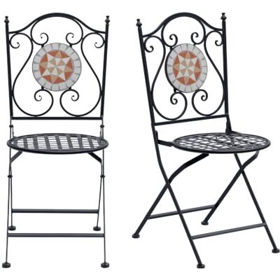 Outsunny Set mit 2 klappbaren Bistro-Gartenstühlen 50x40x94,5cm Schwarz Mosaikstuhl, für Terrasse Balkon, Metall, 120 kg Belastbarkeit Outsunny Set mit 2 klappbaren Bistro-Gartenstühlen 50x40x94,5cm Schwarz Mosaikstuhl, für Terrasse Balkon, Metall, 120 kg Belastbarkeit