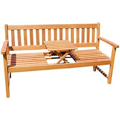 SAM 3-Sitzer Gartenbank Lorenzo 157x60 cm, Akazienholz massiv & geölt Sitzbank mit integriertem & einklappbarem Tisch, Holzbank für Balkon, Terrasse oder Garten SAM 3-Sitzer Gartenbank Lorenzo 157x60 cm, Akazienholz massiv & geölt Sitzbank mit integriertem & einklappbarem Tisch, Holzbank für Balkon, Terrasse oder Garten