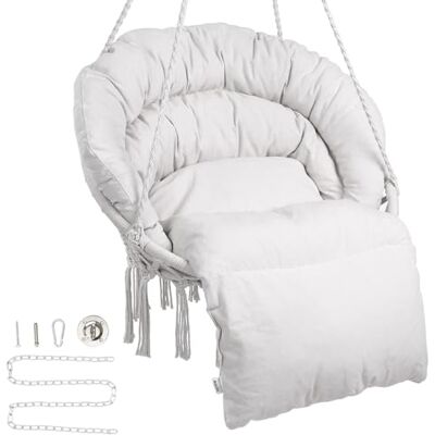 VEVOR Hängesessel 150kg Makramee Hängesessel mit Sitz-/Rückenkissen Sitzpolster geflochten Fransen Hängestuhl Hängekorb Schaukelkorb für Schlafzimmer Balkon Terrasse Garten 800x625x1200mm Beige VEVOR Hängesessel 150kg Makramee Hängesessel mit Sitz-/Rückenkissen Sitzpolster geflochten Fransen Hängestuhl Hängekorb Schaukelkorb für Schlafzimmer Balkon Terrasse Garten 800x625x1200mm Beige