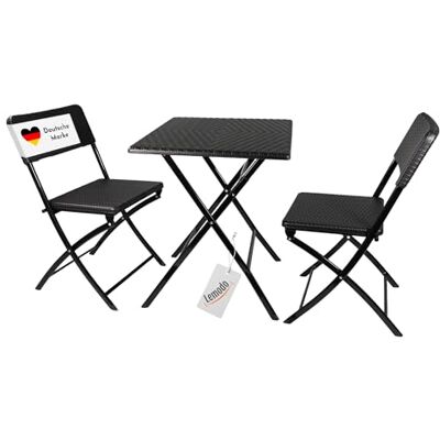 Lemodo Balkonmöbel Set 3-teilig bestehend aus 2X Balkon Stühle und 1x Balkontisch, Balkon Set für 2 Personen, klappbares Bistroset in Rattan-Optik, stabiles Balkonset Lemodo Balkonmöbel Set 3-teilig bestehend aus 2X Balkon Stühle und 1x Balkontisch, Balkon Set für 2 Personen, klappbares Bistroset in Rattan-Optik, stabiles Balkonset