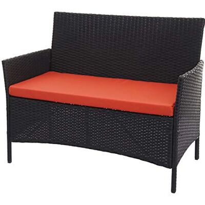 Mendler Poly-Rattan Gartenbank Halden schwarz, Kissen Terracotta Sitzbank, Bank Mendler Poly-Rattan Gartenbank Halden schwarz, Kissen Terracotta Sitzbank, Bank