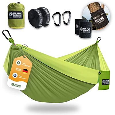 NATURBUMMLER Hängematte Outdoor Tree Protec+ 300x170 cm, bis 300 kg Doppellagig, mit Baumschutz & Befestigung, ultraleicht & wetterfest, für 1–2 Personen & Garten NATURBUMMLER Hängematte Outdoor Tree Protec+ 300x170 cm, bis 300 kg Doppellagig, mit Baumschutz & Befestigung, ultraleicht & wetterfest, für 1–2 Personen & Garten