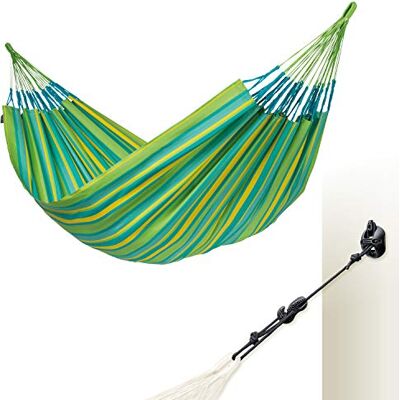 Siesta ® Brisa Kingsize + Multizweck-Befestigung Hängematte, handgefertigt in Kolumbien, mit 180 cm Breite für entspannte Momente drinnen und draußen. (Lime) Siesta ® Brisa Kingsize + Multizweck-Befestigung Hängematte, handgefertigt in Kolumbien, mit 180 cm Breite für entspannte Momente drinnen und draußen. (Lime)