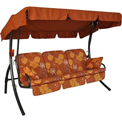 ANGERER Hollywoodschaukel Comfort – Schaukel zum Sitzen, Liegen & Entspannen, inkl. Bett-Funktion, einfache Montage, Made in Germany, hochwertiger Stoff, Terra-Orange geblümt ANGERER Hollywoodschaukel Comfort – Schaukel zum Sitzen, Liegen & Entspannen, inkl. Bett-Funktion, einfache Montage, Made in Germany, hochwertiger Stoff, Terra-Orange geblümt