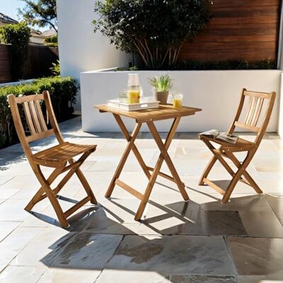SAM 3tlg. Balkongruppe Blossom, Akazienholz massiv + geölt Gartengruppe mit 1x Balkontisch + 2X Gartenstühle, klappbare Stühle + Tisch, Garten-Set für Balkon, Terrasse und Wintergarten SAM 3tlg. Balkongruppe Blossom, Akazienholz massiv + geölt Gartengruppe mit 1x Balkontisch + 2X Gartenstühle, klappbare Stühle + Tisch, Garten-Set für Balkon, Terrasse und Wintergarten