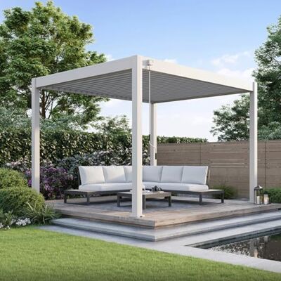 Weide SONNENSCHUTZ Weide Classic Aluminium Pergola 3x3,6 m Sand freistehend Witterungsbeständiger Pavillon mit verstellbarem Lamellendach, Handkurbel & Wasserablauf für Garten & Terrasse in Sand. Weide SONNENSCHUTZ Weide Classic Aluminium Pergola 3x3,6 m Sand freistehend Witterungsbeständiger Pavillon mit verstellbarem Lamellendach, Handkurbel & Wasserablauf für Garten & Terrasse in Sand.