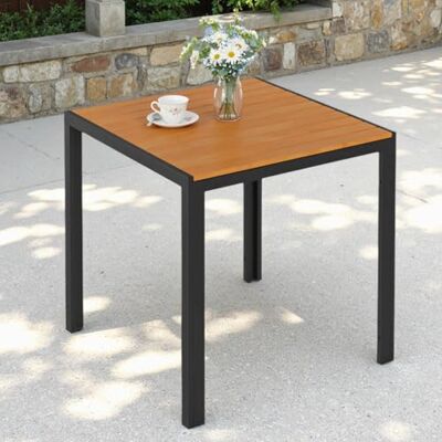 Clevich Gartentisch Wetterfeste, 75x75cm, Outdoor-Esstisch, WPC Balkontisch, Aluminiumrahmen, Wetterfeste Gartenmöbel, Quadratischer Terrassentisch, Teakbraun Clevich Gartentisch Wetterfeste, 75x75cm, Outdoor-Esstisch, WPC Balkontisch, Aluminiumrahmen, Wetterfeste Gartenmöbel, Quadratischer Terrassentisch, Teakbraun