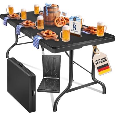 KESSER ® Buffettisch Tisch klappbar Kunststoff 183x76 cm Campingtisch Partytisch Klapptisch Gartentisch für Garten, Terrasse und Balkon zusammenklappbar 8 Personen inkl. Cover & Tragegriff, Anthrazit KESSER ® Buffettisch Tisch klappbar Kunststoff 183x76 cm Campingtisch Partytisch Klapptisch Gartentisch für Garten, Terrasse und Balkon zusammenklappbar 8 Personen inkl. Cover & Tragegriff, Anthrazit