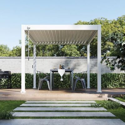 Weide SONNENSCHUTZ Weide Classic Aluminium Pergola 3x3 m Weiss freistehend Witterungsbeständiger Pavillon mit verstellbarem Lamellendach, Handkurbel & Wasserablauf für Garten & Terrasse in Weiss. Weide SONNENSCHUTZ Weide Classic Aluminium Pergola 3x3 m Weiss freistehend Witterungsbeständiger Pavillon mit verstellbarem Lamellendach, Handkurbel & Wasserablauf für Garten & Terrasse in Weiss.