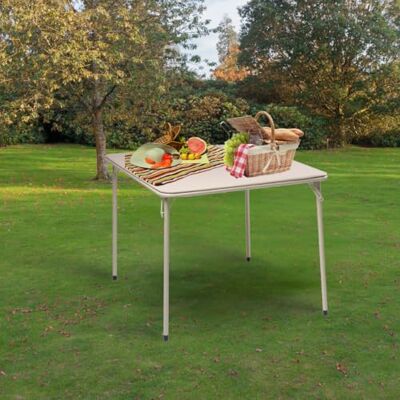 FurnitureR Bistrotische für Garten, Square Oak, robuste Metallstruktur und MDF, gepolsterte Tischplatte aus Kunstleder, faltbar und tragbar, für Camping, Picknick, Garten und Terrasse, 86 x 86 cm FurnitureR Bistrotische für Garten, Square Oak, robuste Metallstruktur und MDF, gepolsterte Tischplatte aus Kunstleder, faltbar und tragbar, für Camping, Picknick, Garten und Terrasse, 86 x 86 cm