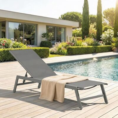 IDIMEX Gartenliege ESPIRITU höhenverstellbar, grau – Sonnenliege mit verstellbarem Kopfteil aus Aluminium und UV-beständigem Textilene, für Terrasse Balkon Garten Outdoor Relaxliege IDIMEX Gartenliege ESPIRITU höhenverstellbar, grau – Sonnenliege mit verstellbarem Kopfteil aus Aluminium und UV-beständigem Textilene, für Terrasse Balkon Garten Outdoor Relaxliege