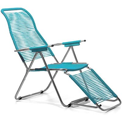 fiam Spaghetti Liegestuhl Art. 084 OT Aluminium verchromtem Rahmen Sitz und Rücken Blaugrünes Blau Farbe fiam Spaghetti Liegestuhl Art. 084 OT Aluminium verchromtem Rahmen Sitz und Rücken Blaugrünes Blau Farbe