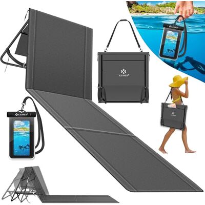 KESSER ® Klappbare Strandmatte mit Verstellbarer Rückenlehne – Faltbare Strandliege mit Tragegurt, wasserdichter Tasche & Aufbewahrung – Sonnenliege für Strand, Garten & Terrasse 130 kg belastbar KESSER ® Klappbare Strandmatte mit Verstellbarer Rückenlehne – Faltbare Strandliege mit Tragegurt, wasserdichter Tasche & Aufbewahrung – Sonnenliege für Strand, Garten & Terrasse 130 kg belastbar