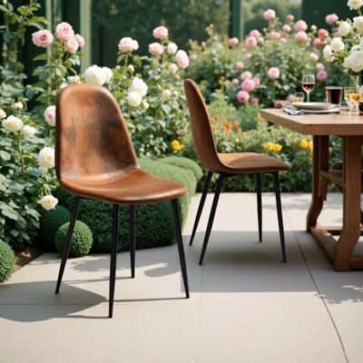 FurnitureR 4 Gartenstühle aus Schweden, Outdoor-Stuhl, Braun, moderner Stil, Material Eisen, lackiert, Komfort und Robustheit, ideal für Garten und Terrasse FurnitureR 4 Gartenstühle aus Schweden, Outdoor-Stuhl, Braun, moderner Stil, Material Eisen, lackiert, Komfort und Robustheit, ideal für Garten und Terrasse