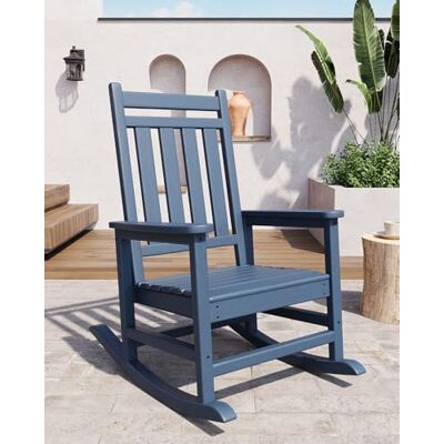GarveeHome HDPE-Schaukelstuhl Für Den Außenbereich, Gartenstuhl Mit Hoher Rückenlehne Und Armlehnen, Wetterbeständiger Liegestuhl, Für Terrasse, Garten, 61 x 89 x 102 cm GarveeHome HDPE-Schaukelstuhl Für Den Außenbereich, Gartenstuhl Mit Hoher Rückenlehne Und Armlehnen, Wetterbeständiger Liegestuhl, Für Terrasse, Garten, 61 x 89 x 102 cm