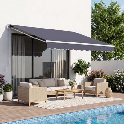 VEVOR Gelenkarmmarkise 3x2,5 m, Einziehbare Markise mit Handkurbel, Terrassenmarkise UPF 80+ Sonnenschutz, Sonnenmarkise, Balkonmarkise für Terrasse, Balkon, Garten & Fenster, Grau VEVOR Gelenkarmmarkise 3x2,5 m, Einziehbare Markise mit Handkurbel, Terrassenmarkise UPF 80+ Sonnenschutz, Sonnenmarkise, Balkonmarkise für Terrasse, Balkon, Garten & Fenster, Grau