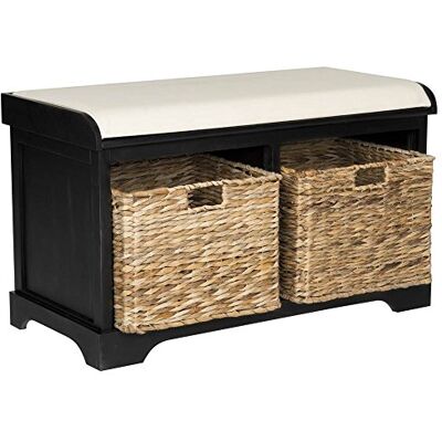 Safavieh Zeitgenössisch Bank aus Holz, Schwarz, 85 x 40 x 50 cm Safavieh Zeitgenössisch Bank aus Holz, Schwarz, 85 x 40 x 50 cm
