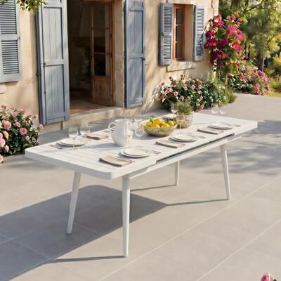 IDIMEX Gartentisch Sunny, weiß Outdoor Tisch ausziehbar bis 200cm, pulverbeschichtetes Aluminiumgestell, wetterfest & UV-beständig, ideal für Garten und Terrasse IDIMEX Gartentisch Sunny, weiß Outdoor Tisch ausziehbar bis 200cm, pulverbeschichtetes Aluminiumgestell, wetterfest & UV-beständig, ideal für Garten und Terrasse