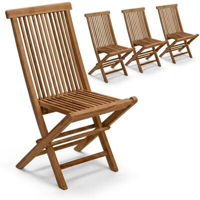 SAM 4er Set Premium Klappstuhl Menorca, Teakholz massiv lackiert Balkonstühle, klappbarer Gartenstuhl ohne Armlehnen bis 150 kg, wetterfest für Garten Terrasse Balkon Outdoor, Unikat SAM 4er Set Premium Klappstuhl Menorca, Teakholz massiv lackiert Balkonstühle, klappbarer Gartenstuhl ohne Armlehnen bis 150 kg, wetterfest für Garten Terrasse Balkon Outdoor, Unikat