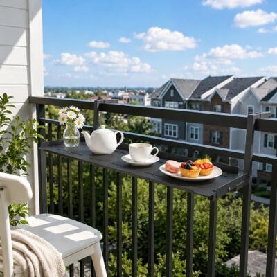 JSWHYBD Balkontisch Hängend Verstellbar, Geländertisch für Balkon & Terrasse Platzsparende Balkon Ablage für Pflanzen, Bar, Lesen, Laptop und kleine Außenbereiche(Black,90*25cm) JSWHYBD Balkontisch Hängend Verstellbar, Geländertisch für Balkon & Terrasse Platzsparende Balkon Ablage für Pflanzen, Bar, Lesen, Laptop und kleine Außenbereiche(Black,90*25cm)