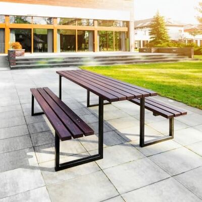 REKORD Massiver Picknicktisch Parktisch Atlas Sitzgruppe Holz Stahl 170x169x75cm Stabiler Gartentisch Bänke 6-8 Personen Wetterfest Robust für Park Terrasse Gastronomie Outdoor Tischset Palisander REKORD Massiver Picknicktisch Parktisch Atlas Sitzgruppe Holz Stahl 170x169x75cm Stabiler Gartentisch Bänke 6-8 Personen Wetterfest Robust für Park Terrasse Gastronomie Outdoor Tischset Palisander