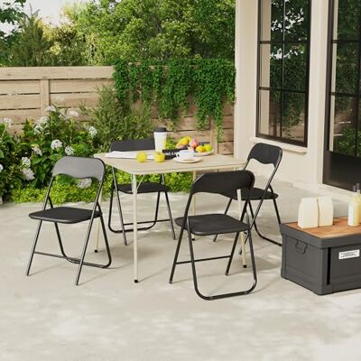 FurnitureR Quadratische Garten-Serviertische, robuste Metallstruktur und MDF, gepolsterte Tischplatte aus Kunstleder, faltbar und tragbar, für Camping, Picknick, Garten und Terrasse, 86 x 86 cm FurnitureR Quadratische Garten-Serviertische, robuste Metallstruktur und MDF, gepolsterte Tischplatte aus Kunstleder, faltbar und tragbar, für Camping, Picknick, Garten und Terrasse, 86 x 86 cm