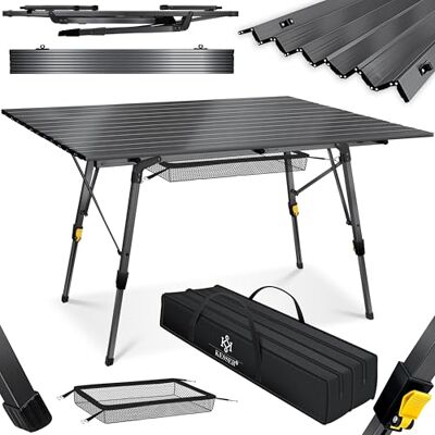 KESSER ® Campingtisch faltbar Klapptisch mit Aluminiumrahmen Aufrollbare Tischplatte Falttisch klappbar Höhenverstellung 120x70cm bis 100 kg inkl. Tragetasche mit Trageband & Netztasche, Anthrazit KESSER ® Campingtisch faltbar Klapptisch mit Aluminiumrahmen Aufrollbare Tischplatte Falttisch klappbar Höhenverstellung 120x70cm bis 100 kg inkl. Tragetasche mit Trageband & Netztasche, Anthrazit
