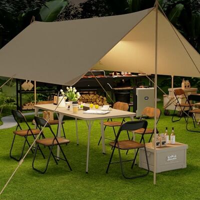 FurnitureR Garten-Esstische, quadratisch, robuste Metallstruktur und MDF, gepolsterte Tischplatte aus Kunstleder, faltbar und tragbar, für Camping, Picknick, Garten und Terrasse, 86 x 86 cm FurnitureR Garten-Esstische, quadratisch, robuste Metallstruktur und MDF, gepolsterte Tischplatte aus Kunstleder, faltbar und tragbar, für Camping, Picknick, Garten und Terrasse, 86 x 86 cm