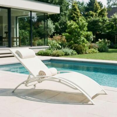 IDIMEX Gartenliege Relax mit Verstellbarer Rückenlehne und Kissen, Cremeweiß – wetterfeste Sonnenliege, klappbar für Balkon oder Terrasse, Aluminiumgestell und Textilene, pflegeleicht und komfortabel IDIMEX Gartenliege Relax mit Verstellbarer Rückenlehne und Kissen, Cremeweiß – wetterfeste Sonnenliege, klappbar für Balkon oder Terrasse, Aluminiumgestell und Textilene, pflegeleicht und komfortabel