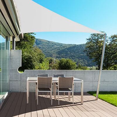 Floordirekt Sonnensegel Wasserdicht Weiß 5 x 5 x 7 m Sonnenschutz Segel mit Ösen und Befestigungsseile für Balkon Terrasse Camping Floordirekt Sonnensegel Wasserdicht Weiß 5 x 5 x 7 m Sonnenschutz Segel mit Ösen und Befestigungsseile für Balkon Terrasse Camping