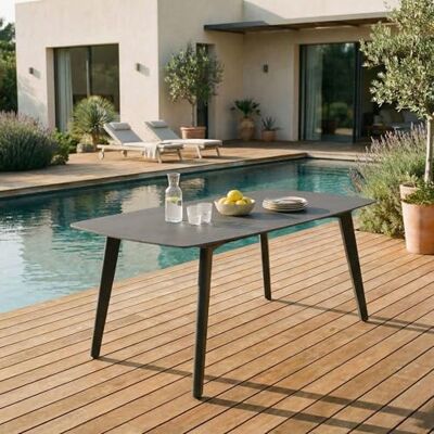 IDIMEX Gartentisch Meza mit Steinplatte 180x90 cm, Anthrazit – robuster Terrassentisch aus Sinterstein und Aluminium für Garten Balkon und Terrasse, wetterfest und pflegeleicht IDIMEX Gartentisch Meza mit Steinplatte 180x90 cm, Anthrazit – robuster Terrassentisch aus Sinterstein und Aluminium für Garten Balkon und Terrasse, wetterfest und pflegeleicht