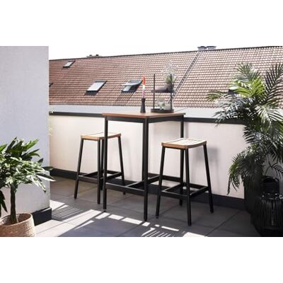 Primaster Bar-Set Salo Eucalyptusholz Bargruppe Bartisch mit Barhocker Garten Primaster Bar-Set Salo Eucalyptusholz Bargruppe Bartisch mit Barhocker Garten
