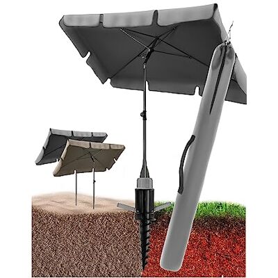 4smile 3-IN-1 SET Sonnenschirm Strand UV50+ Strandschirm windfest stabil rechteckig + Bodenhülse + Sonnenschirm Schutzhülle – Sonnenschutz für Strand, Anthrazit 4smile 3-IN-1 SET Sonnenschirm Strand UV50+ Strandschirm windfest stabil rechteckig + Bodenhülse + Sonnenschirm Schutzhülle – Sonnenschutz für Strand, Anthrazit