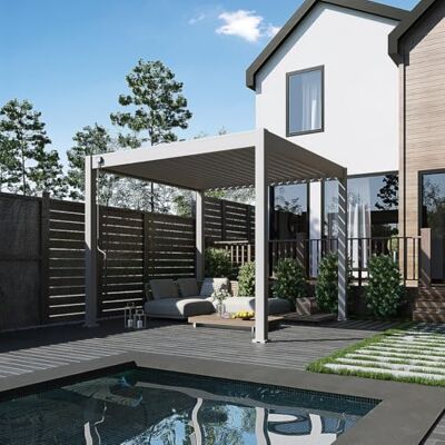 Weide SONNENSCHUTZ Weide Classic Aluminium Pergola 3x3 m Sand freistehend Witterungsbeständiger Pavillon mit verstellbarem Lamellendach, Handkurbel & Wasserablauf für Garten & Terrasse in Sand. Weide SONNENSCHUTZ Weide Classic Aluminium Pergola 3x3 m Sand freistehend Witterungsbeständiger Pavillon mit verstellbarem Lamellendach, Handkurbel & Wasserablauf für Garten & Terrasse in Sand.