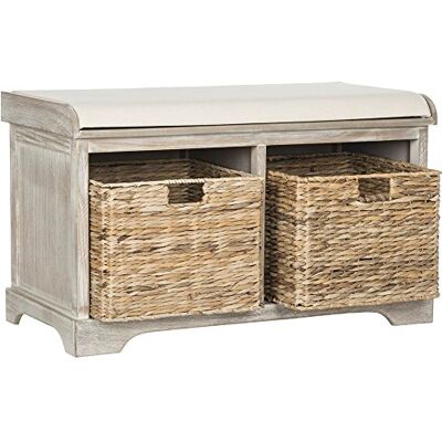 Safavieh Zeitgenössisch Bank aus Holz, Weiß gewaschen, 85 x 40 x 50 cm Safavieh Zeitgenössisch Bank aus Holz, Weiß gewaschen, 85 x 40 x 50 cm
