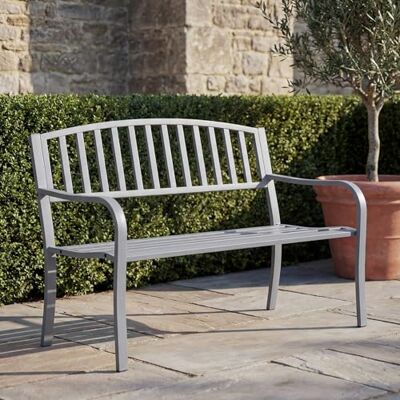 Mendler Gartenbank HWC-F43AM 2-Sitzer pulverbeschichteter Stahl grau Bank, Parkbank, Sitzbank Mendler Gartenbank HWC-F43AM 2-Sitzer pulverbeschichteter Stahl grau Bank, Parkbank, Sitzbank