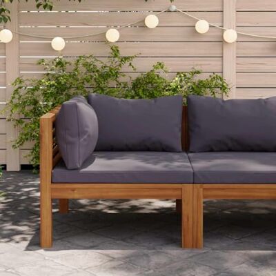 Angajara Modulares Ecksofa für Garten und Terrasse mit Dunkelgrauen Polstern aus massivem Akazienholz wetterfestes Outdoor-Sofa Lounge Set für Balkon, Veranda, Wintergarten und Poolbereich Angajara Modulares Ecksofa für Garten und Terrasse mit Dunkelgrauen Polstern aus massivem Akazienholz wetterfestes Outdoor-Sofa Lounge Set für Balkon, Veranda, Wintergarten und Poolbereich