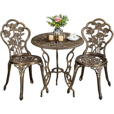 Yaheetech 3tlg. Bistro Set Balkonset Gartenset mit Stühlen, Zwei Sitzhocker Gartenmöbel im antiken Stil Aluguss Bronze Yaheetech 3tlg. Bistro Set Balkonset Gartenset mit Stühlen, Zwei Sitzhocker Gartenmöbel im antiken Stil Aluguss Bronze