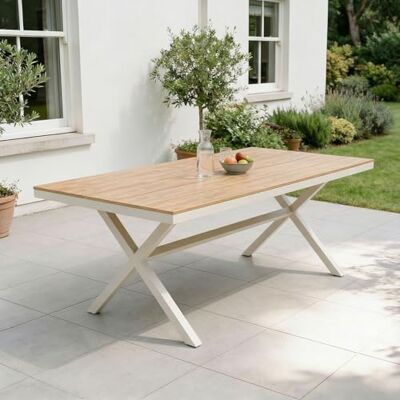 IDIMEX Gartentisch ISOLA 180 x 100 cm, Weiß/Natur – Stabiler Outdoor Tisch mit Tischplatte aus WPC in Holzoptik, pulverbeschichtetes Aluminiumgestell, wetterfest für Garten & Terrasse IDIMEX Gartentisch ISOLA 180 x 100 cm, Weiß/Natur – Stabiler Outdoor Tisch mit Tischplatte aus WPC in Holzoptik, pulverbeschichtetes Aluminiumgestell, wetterfest für Garten & Terrasse