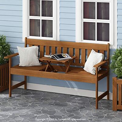 Furinno TIOMAN Outdoor-Bank, gelegentliche Gartenbank mit Rückenlehne, für Terrasse, Garten, Veranda, 55.9 x 149.9 x 142.2 cm, Natur Furinno TIOMAN Outdoor-Bank, gelegentliche Gartenbank mit Rückenlehne, für Terrasse, Garten, Veranda, 55.9 x 149.9 x 142.2 cm, Natur